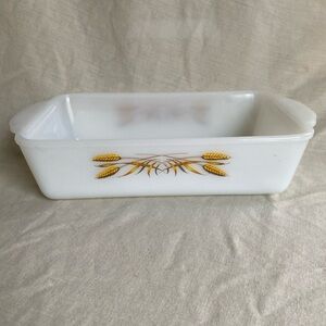 Vintage Fire King Wheat Pattern 409 Loaf Pan Dish 1 Qt USA